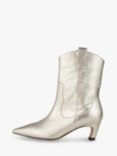 SHOE THE BEAR Dicte Leather Western Calf Boots, Silver Metallic