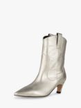 SHOE THE BEAR Dicte Leather Western Calf Boots, Silver Metallic