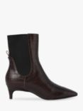 SHOE THE BEAR Ingrid Leather Heeled Pointed Chelsea Boots, Chocolate Croc