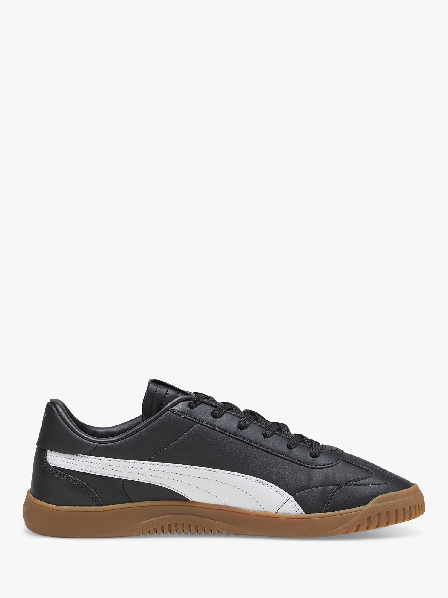 PUMA Club 5v5 Leather Lace Up Trainers, Black/White, 7