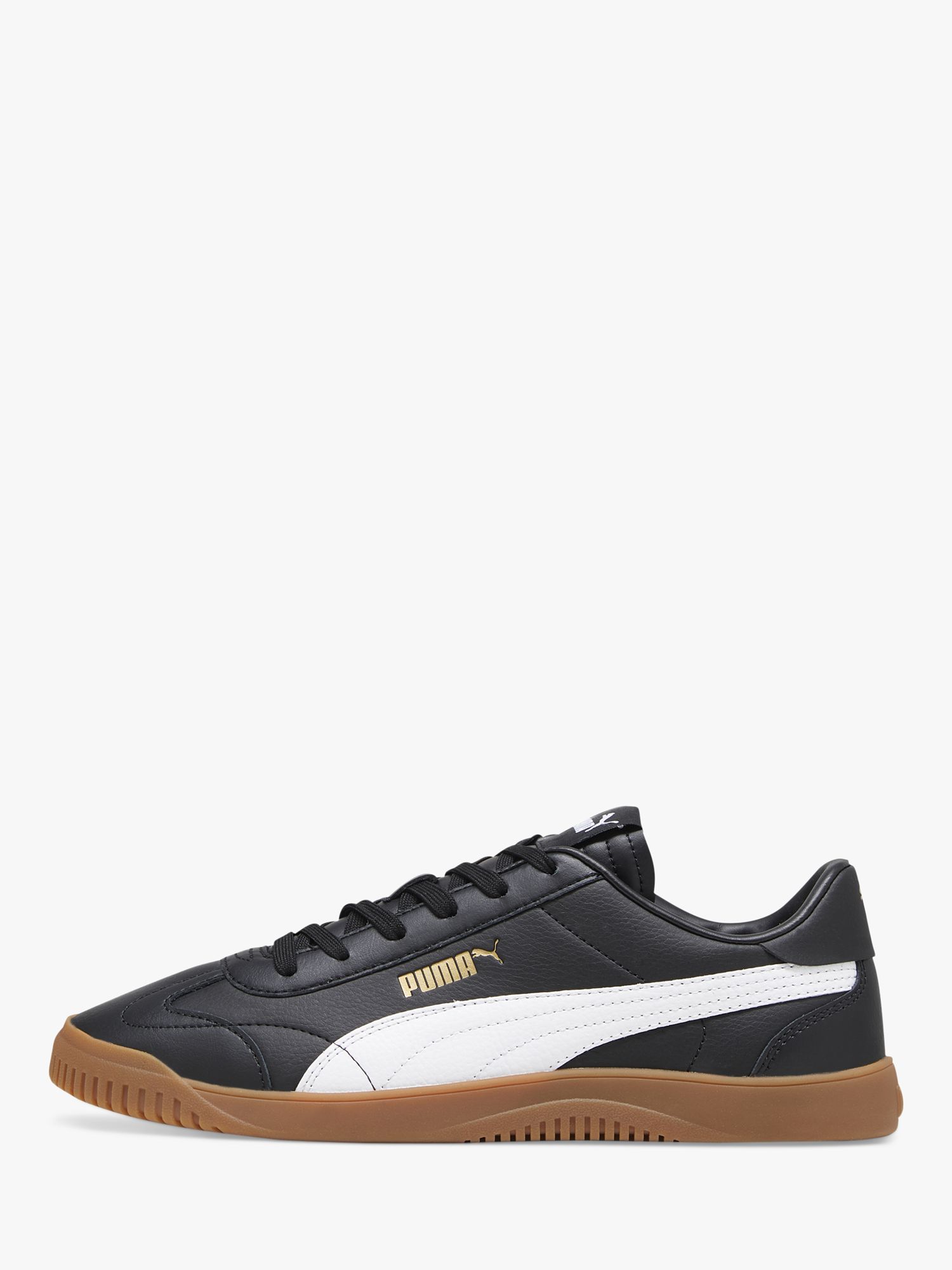 PUMA Club 5v5 Leather Lace Up Trainers, Black/White, 7