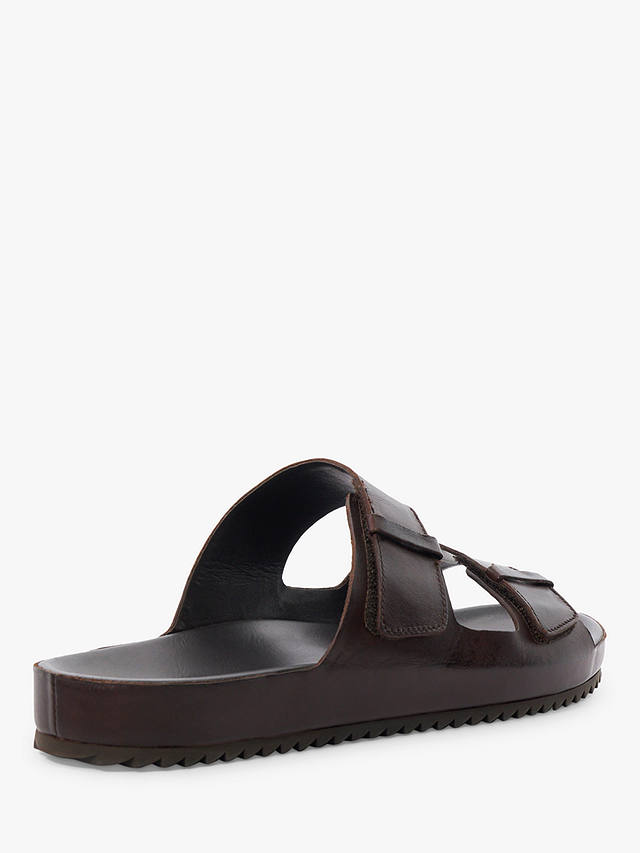 Dune Intells Leather Double Strap Sandals, Brown