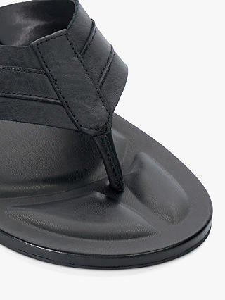 Dune Fredos Leather Flip Flops, Black
