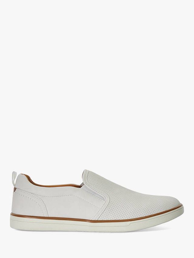 Dune Totals Perforated Slip On Trainers, White-synthetic