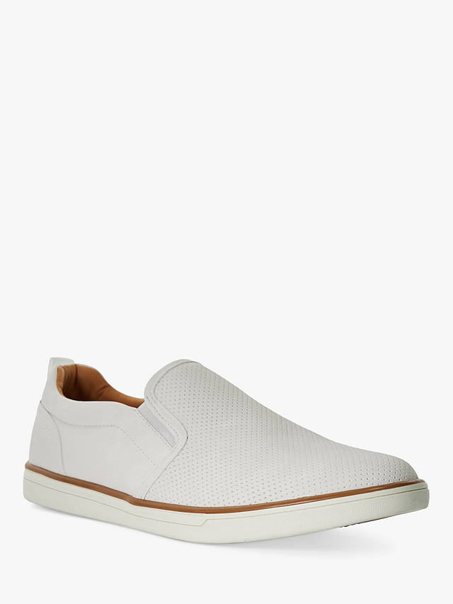 Dune Totals Perforated Slip On Trainers, White-synthetic