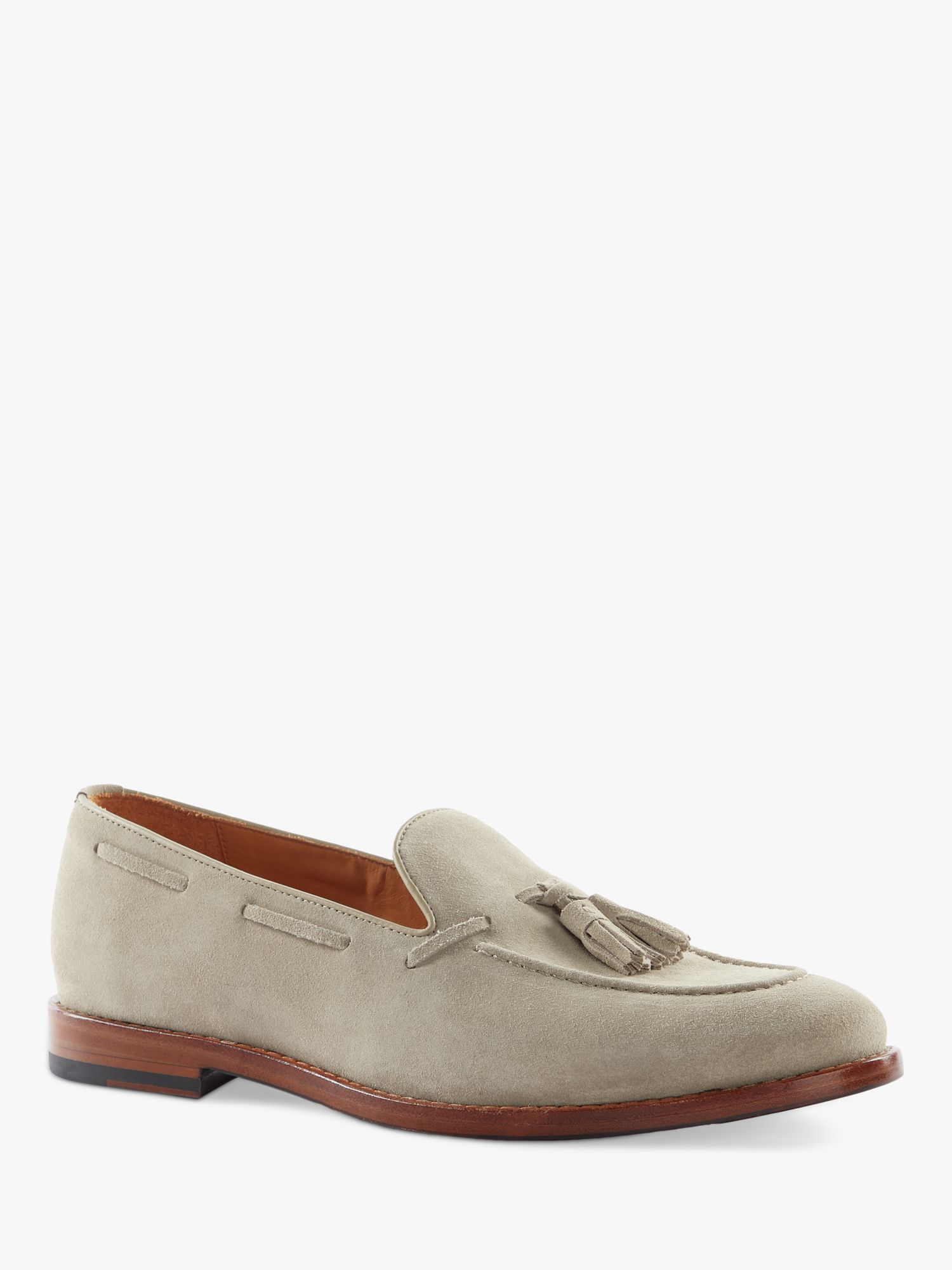 Dune Sandders Leather Tassel Loafers, Taupe, 6