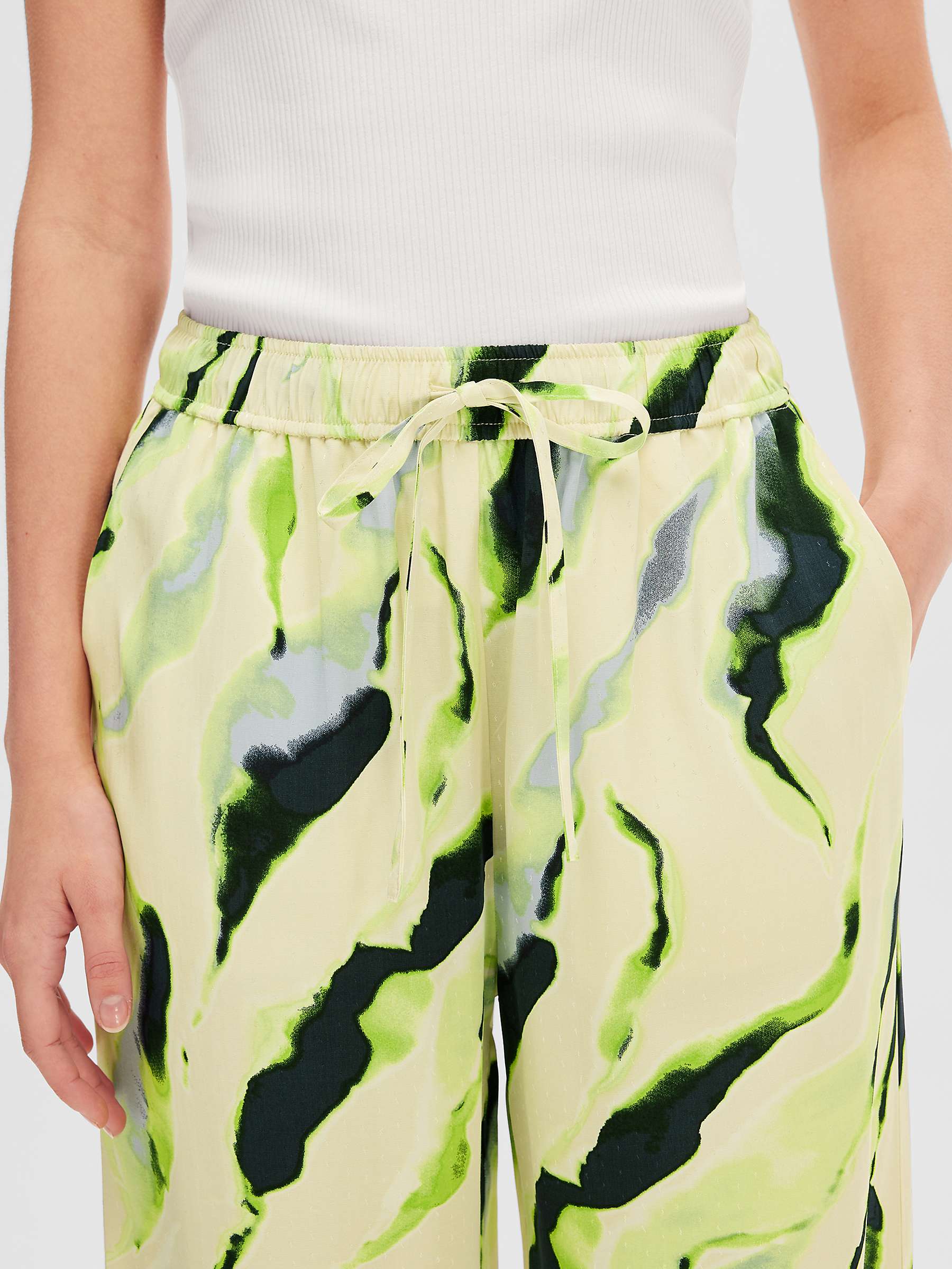 Buy SELECTED FEMME Lilian Abstract Print Wide Leg Trousers, Birch/Multi Online at johnlewis.com