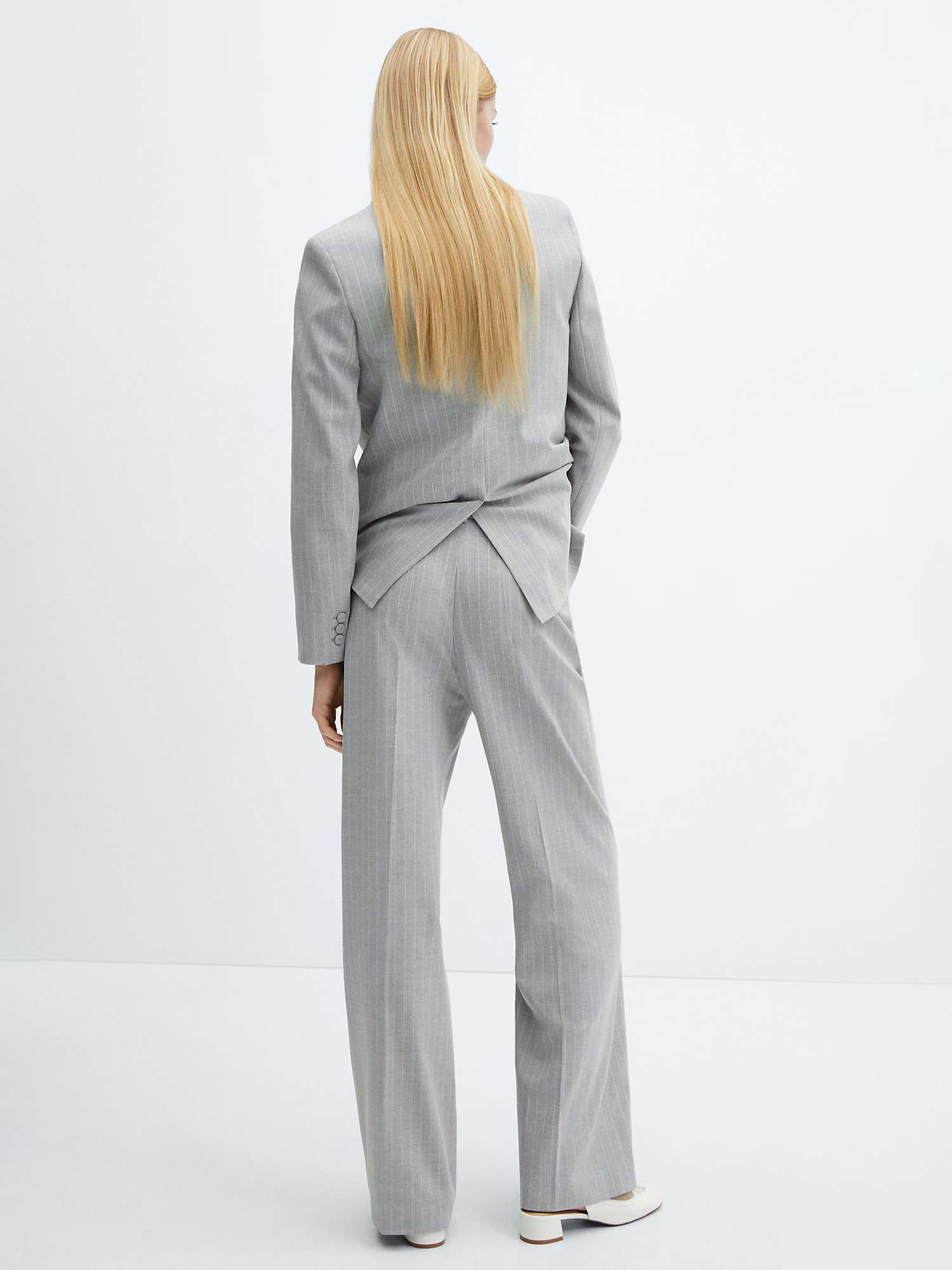 Buy Mango Rayita Wide Leg Pinstripe Suit Trousers, Grey Online at johnlewis.com
