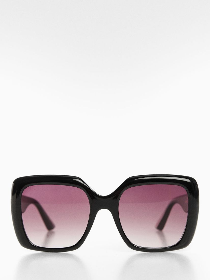 Mango Tania Square Sunglasses, Black