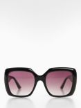 Mango Tania Square Sunglasses, Black