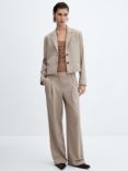 Mango Florida Pinstripe Suit Trousers, Light Beige