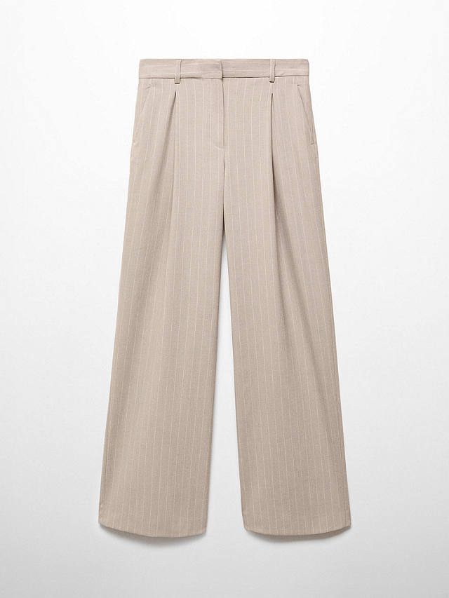 Mango Florida Pinstripe Suit Trousers, Light Beige
