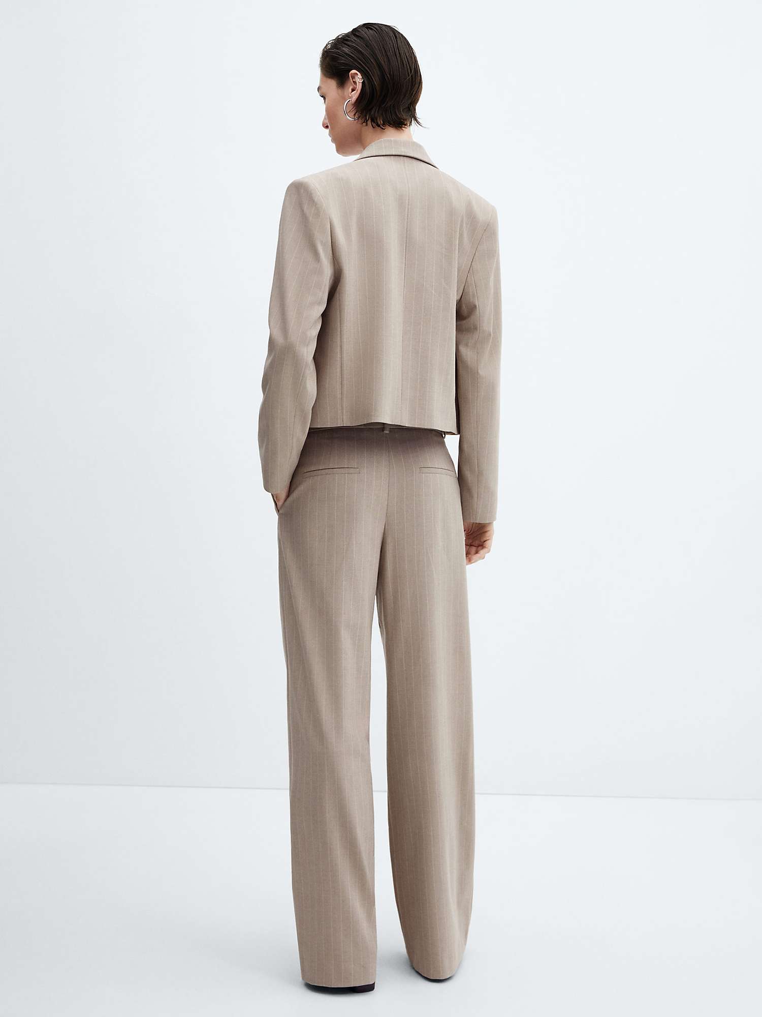 Buy Mango Florida Pinstripe Suit Trousers, Light Beige Online at johnlewis.com