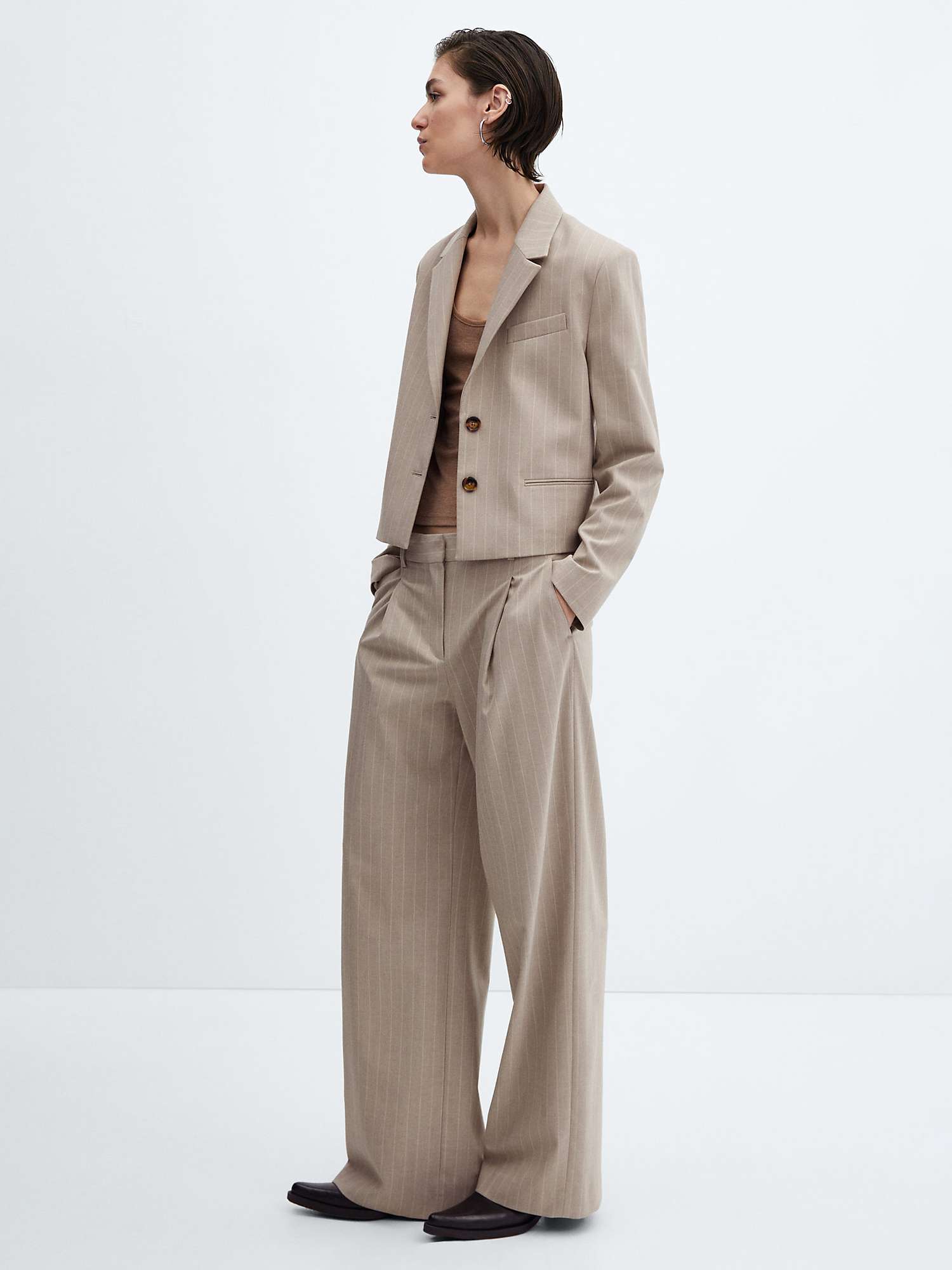 Buy Mango Florida Pinstripe Suit Trousers, Light Beige Online at johnlewis.com