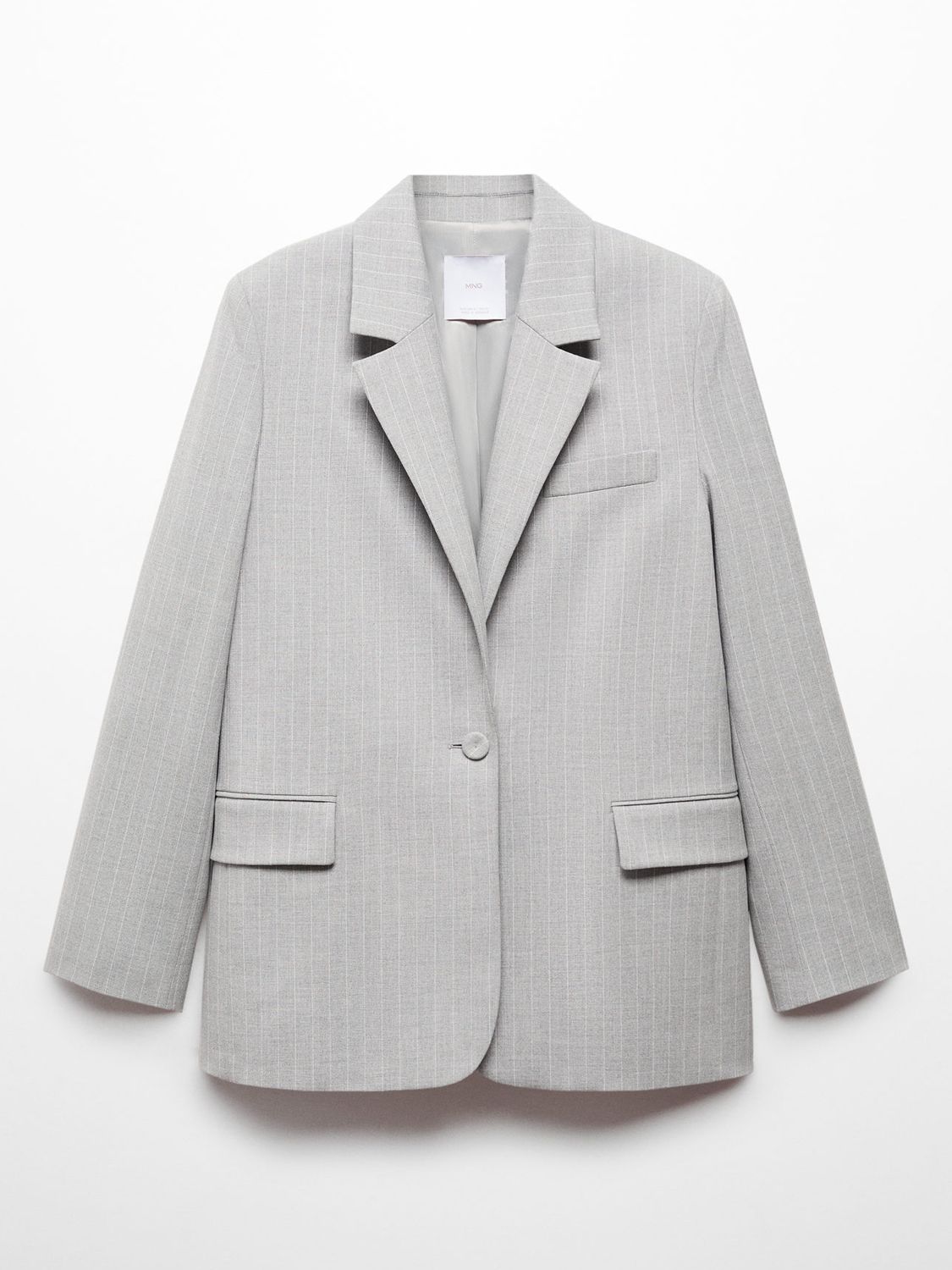 Mango Rayita Pinstripe Suit Blazer, Grey, XXXXXL