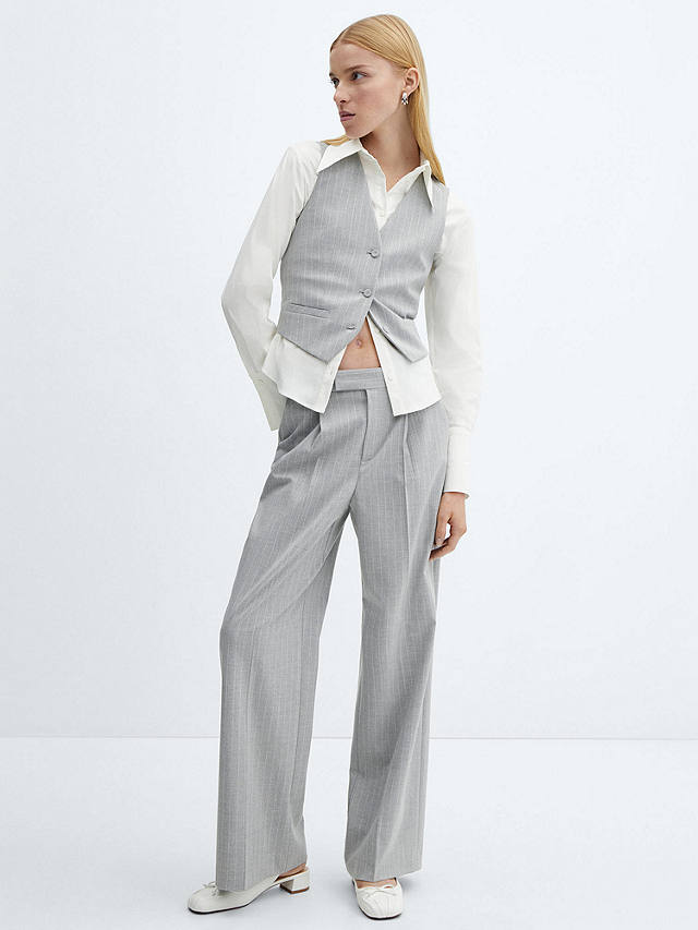 Mango Rayita Pinstripe Suit Waistcoat, Grey