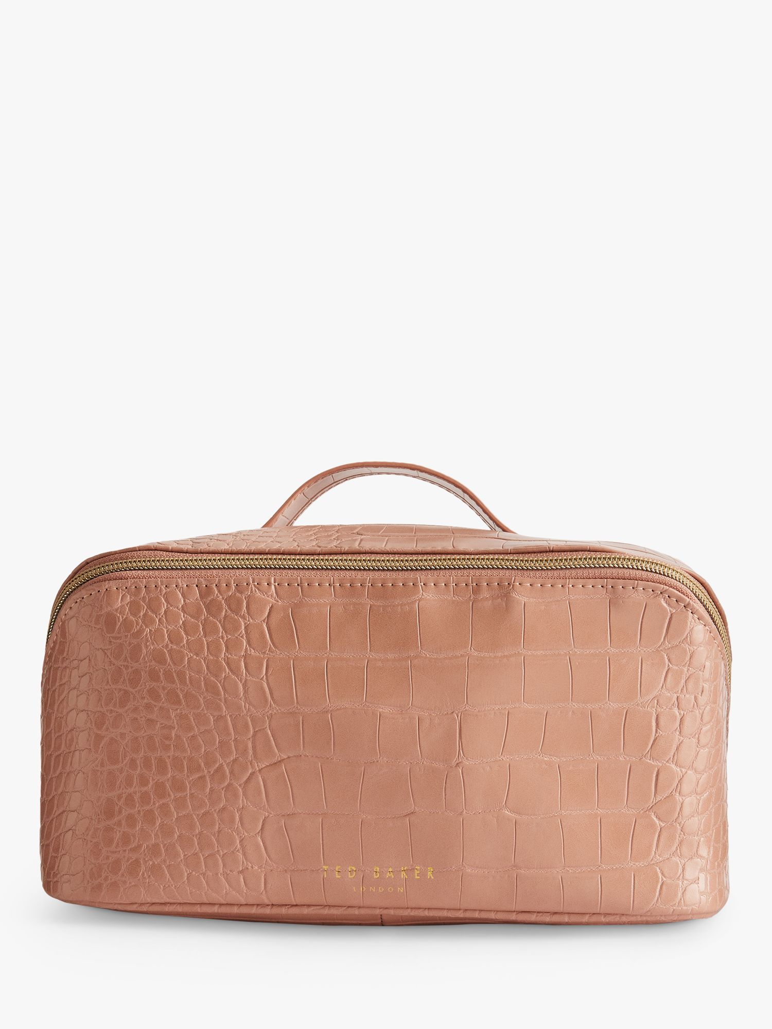 Ted Baker Haanas Croc Effect Large Wash Bag, Pink, One Size