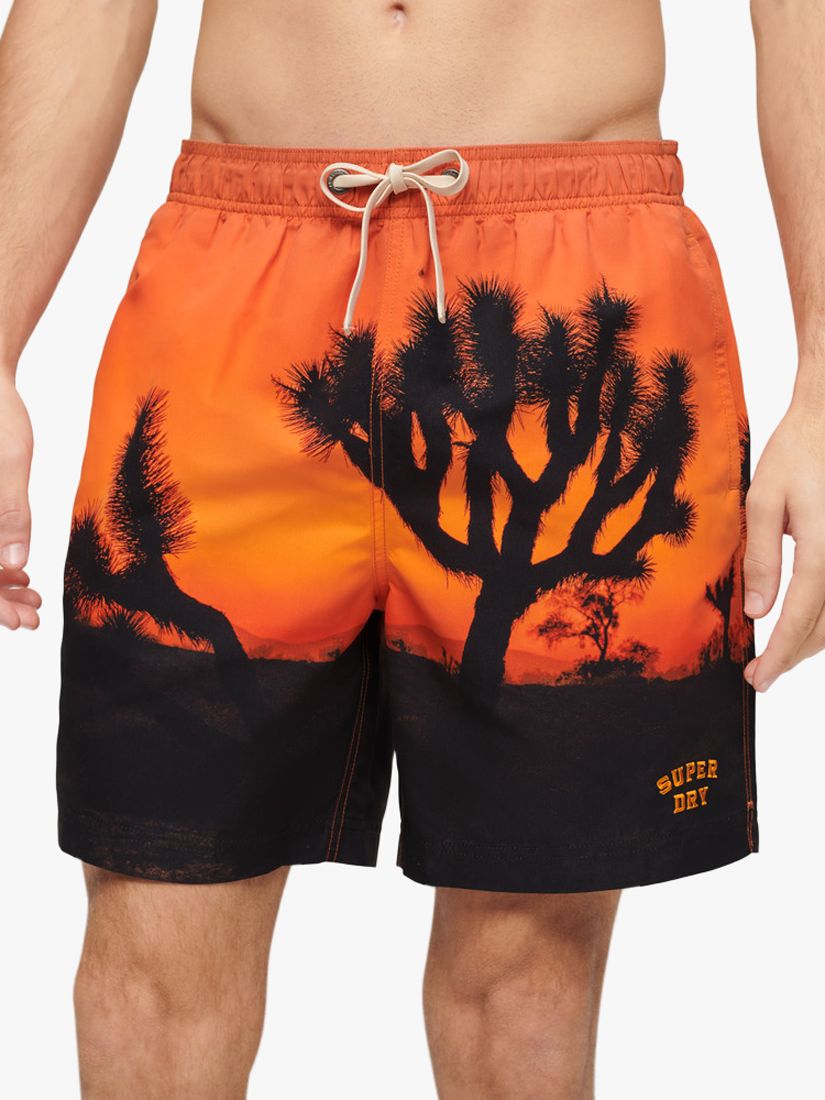 Superdry Photographic 17" Swim Shorts, Sunset Orange, M
