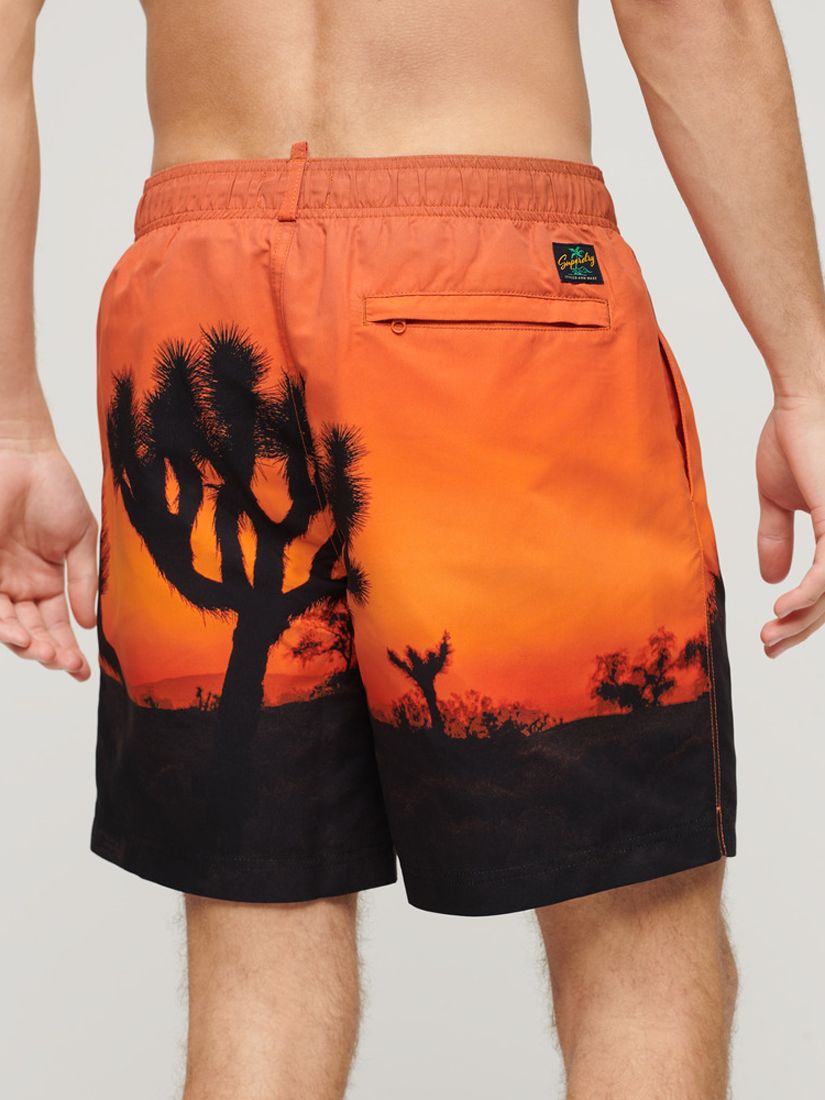 Superdry Photographic 17" Swim Shorts, Sunset Orange, M