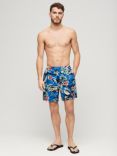 Superdry Hawaiian Print 17" Swim Shorts, Dolphin Ocean Blue/Multi