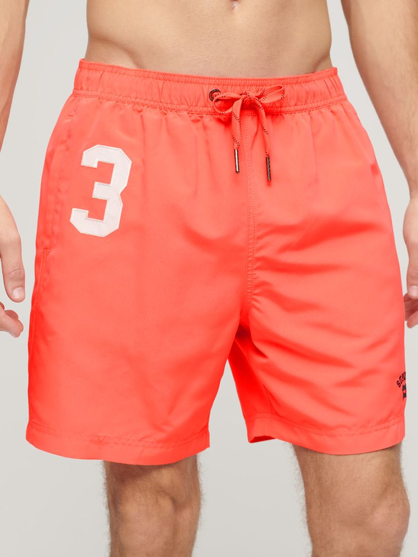 Superdry Recycled Polo 17" Swim Shorts, Hot Coral, M