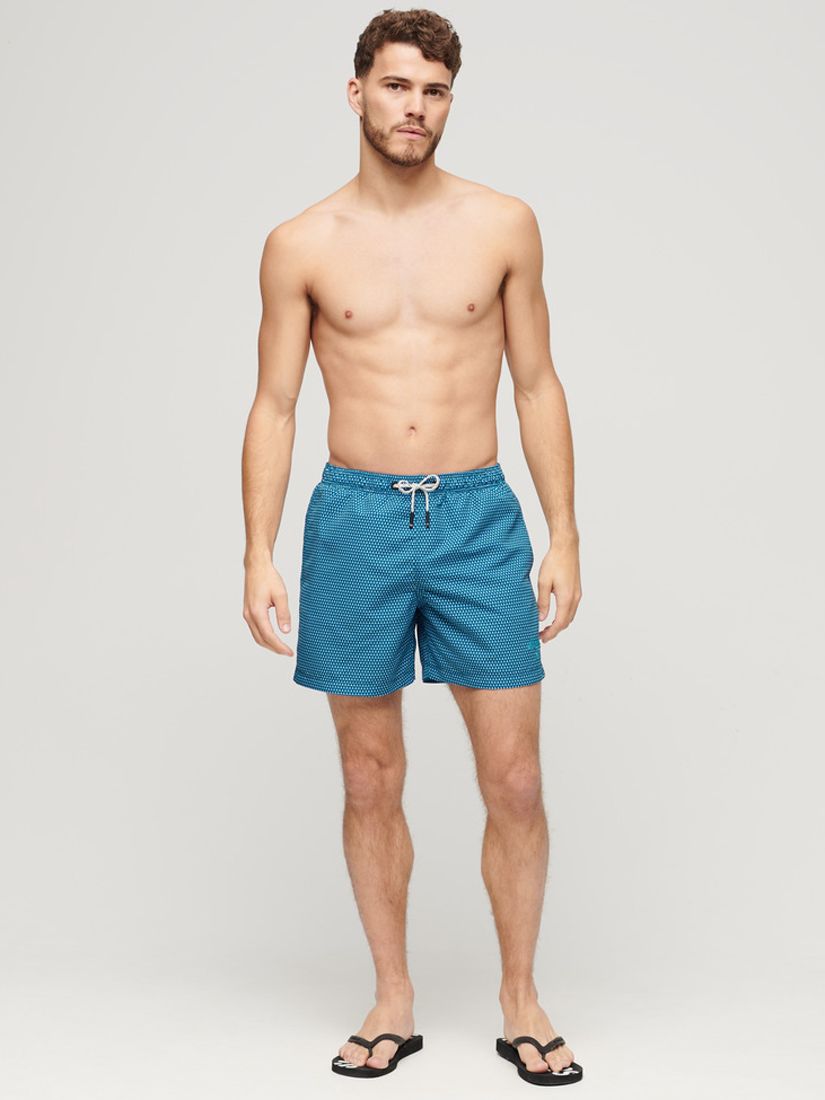 Superdry Geometric Print 15" Swim Shorts, Blue, M
