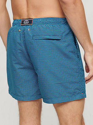 Superdry Geometric Print 15" Swim Shorts, Blue