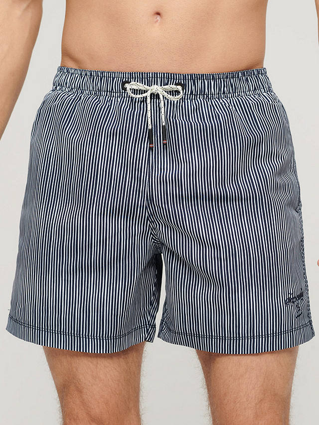 Superdry Fine Stripe 15" Swim Shorts, Navy