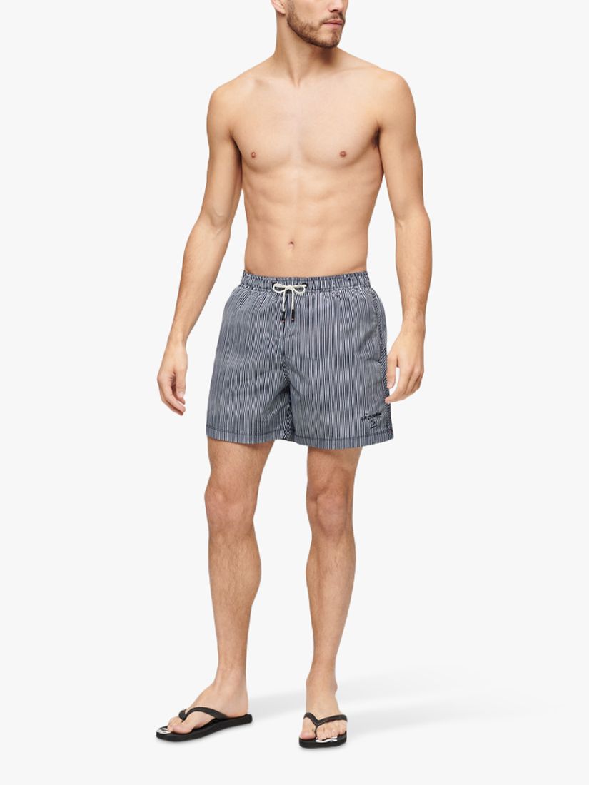 Superdry Fine Stripe 15" Swim Shorts, Navy, XXL