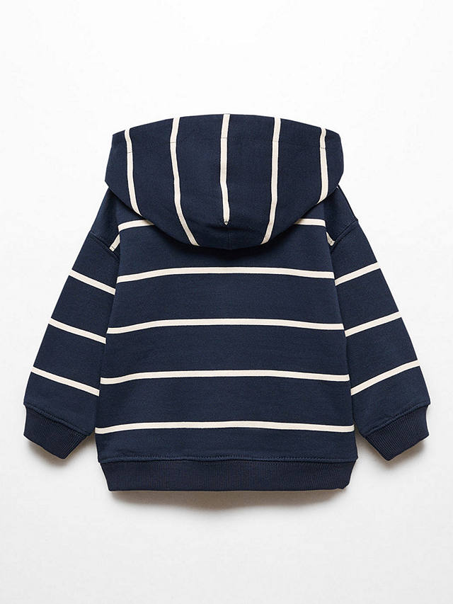 Mango Baby Sea Striped Hooded Sweatshirt, Navy