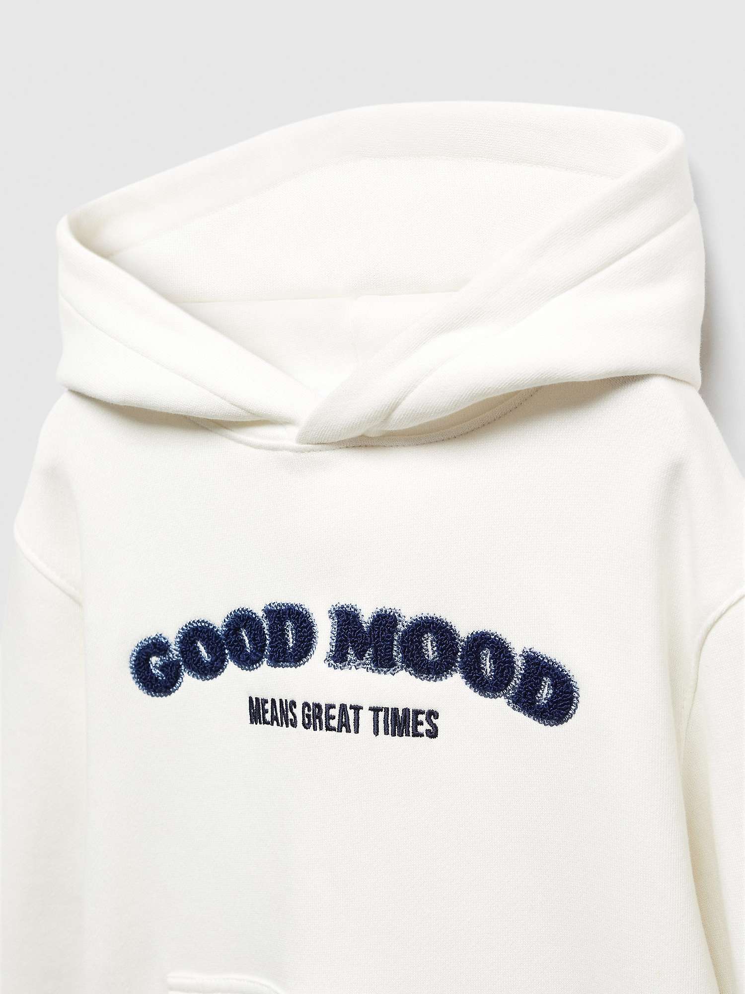 Buy Mango Kids' Goodmood Embroidered Hooded Sweatshirt, Natural White Online at johnlewis.com