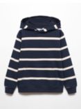 Mango Kids' Sea Striped Hooded Sweatshirt, Navy