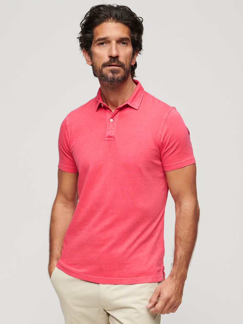 Superdry Jersey Polo Shirt, Teaberry Red