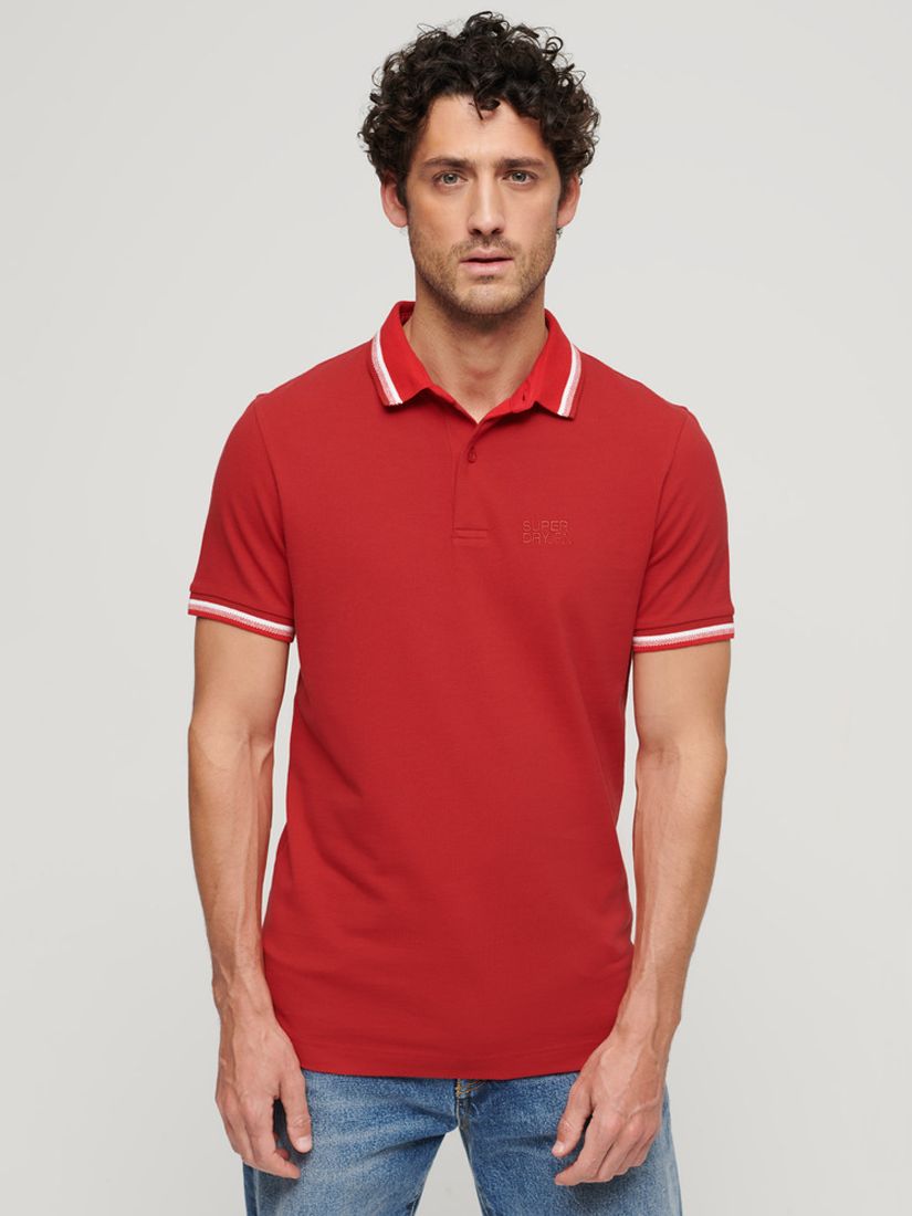 Superdry Sportswear Tipped Polo Shirt, Apple Red, L