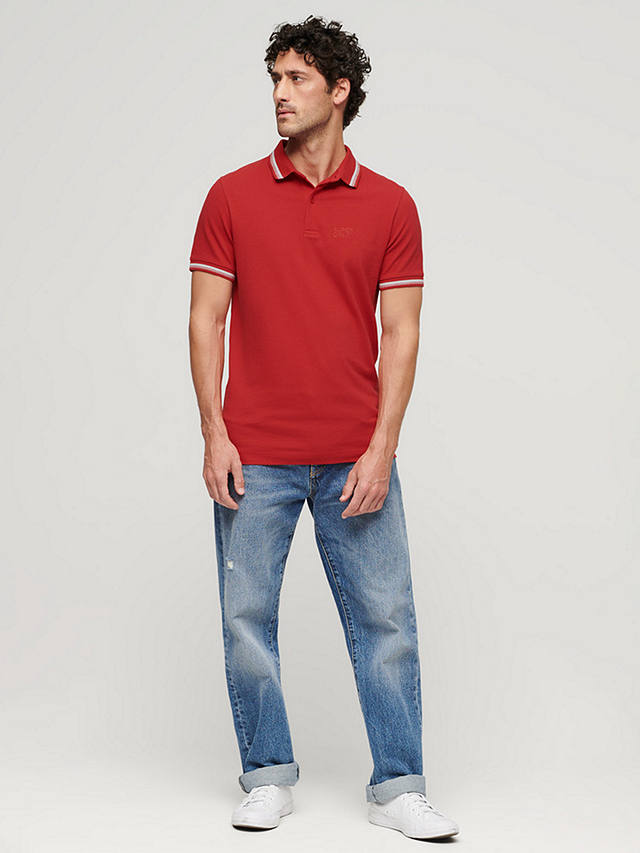 Superdry Sportswear Tipped Polo Shirt, Apple Red