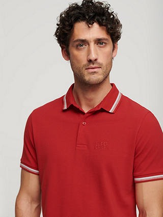 Superdry Sportswear Tipped Polo Shirt, Apple Red at John Lewis & Partners