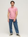 Superdry Classic Pique Polo Shirt, Light Pink Marl