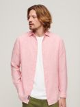 Superdry Stripe Linen Long Sleeve Shirt, House Pink Stripe