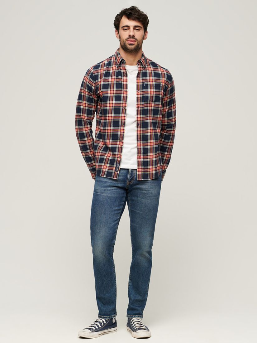 Men's Organic Cotton Vintage Check Shirt in Hoxton Check Red