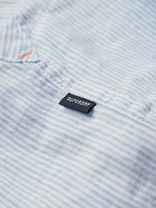 Superdry Casual Linen Striped Long Sleeve Shirt, Seafoam Blue