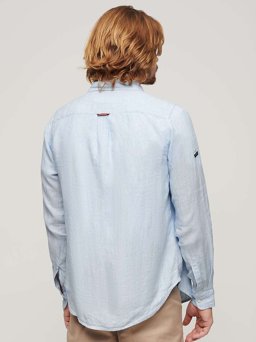 Buy Superdry Casual Linen Striped Long Sleeve Shirt, Seafoam Blue Online at johnlewis.com