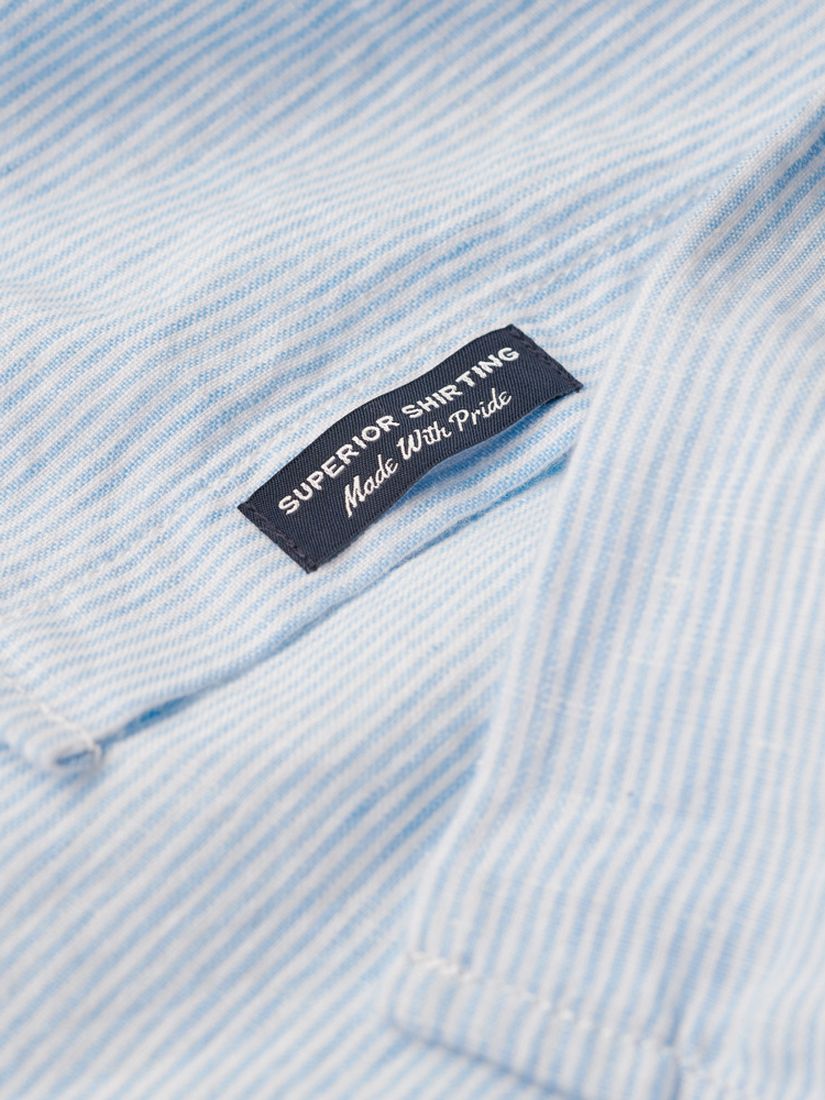 Buy Superdry Casual Linen Striped Long Sleeve Shirt, Seafoam Blue Online at johnlewis.com