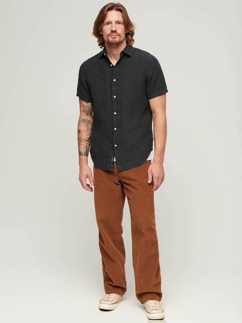 Superdry Studios Casual Linen Shirt, Washed Black, S