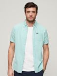 Superdry Organic Cotton Seersucker Short Sleeve Shirt, Mint Gingham