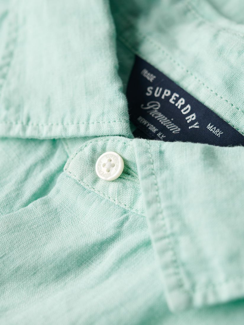 Superdry Studios Casual Linen Shirt, Spearmint Green, S