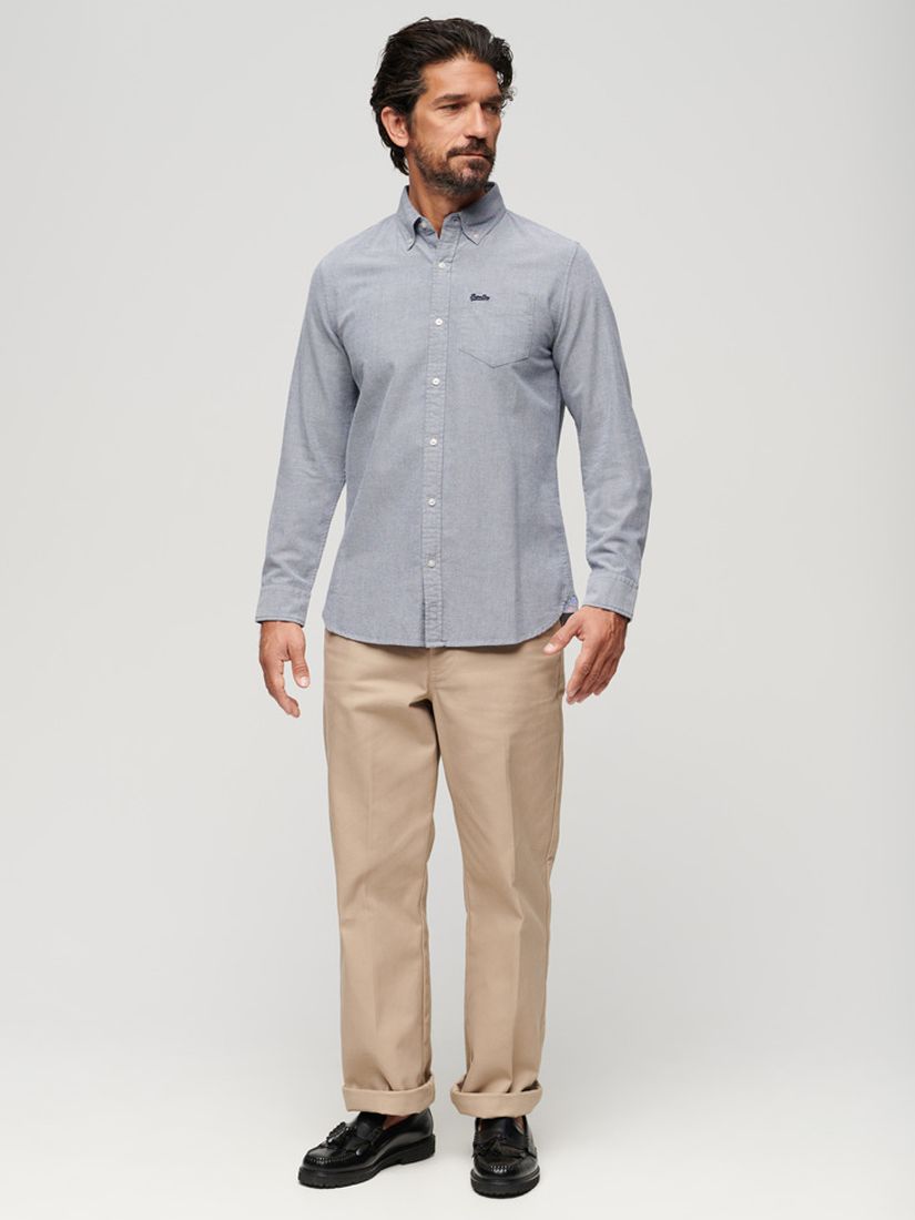 Buy Superdry Button Down Collar Organic Cotton Shirt, Navy Online at johnlewis.com