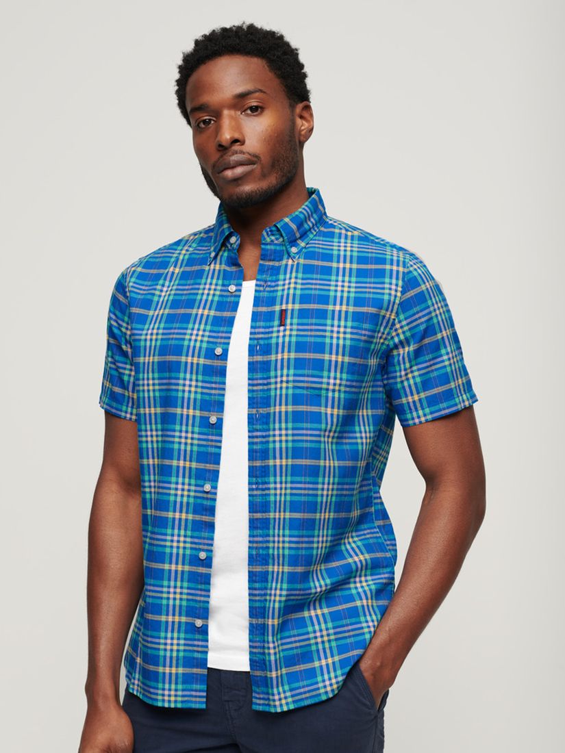 Superdry Lightweight Check Shirt, Blue/Multi at John Lewis & Partners