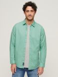 Superdry Overdyed Organic Cotton Long Sleeve Shirt, Fluro Turquoise