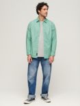 Superdry Overdyed Organic Cotton Long Sleeve Shirt, Fluro Turquoise