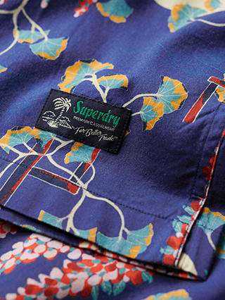 Superdry Tropical Print Hawaiian Shirt, Wisteria Blue